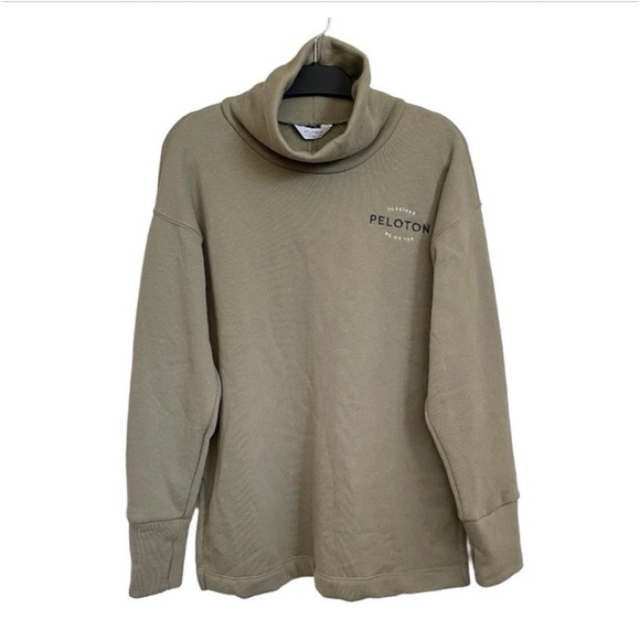 NWT Peloton Together We Go Far Olive Green Funnel Neck Sweatshirt Size Large - Picture 3 of 5